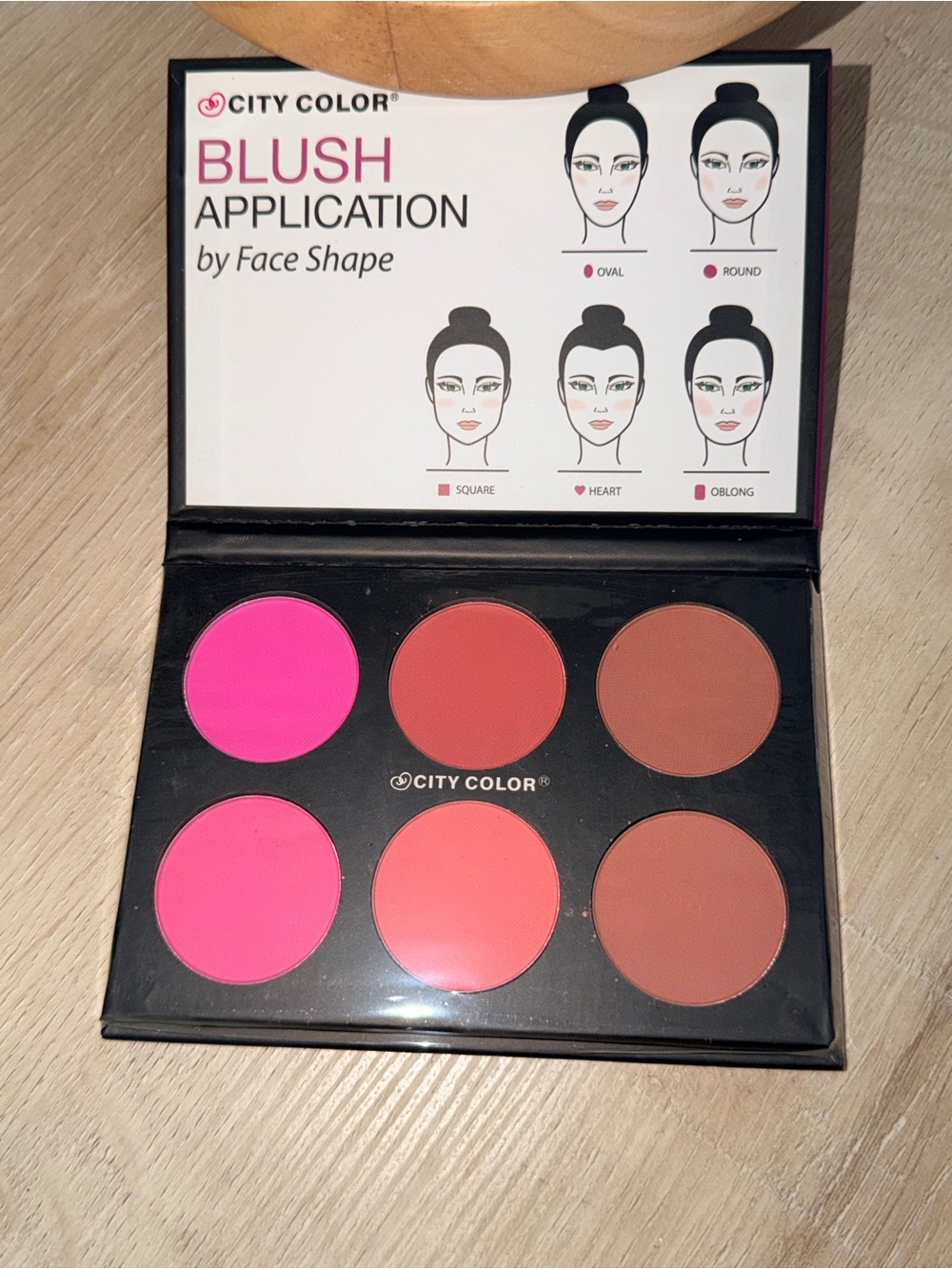 City Color Six-Shade Blush Palette — Bright Pink, Soft Pink, Coral & Warm Brown
